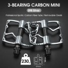 098 Silver Carbon_WEST BIKING MTB Bicycle Pedals Ultralight CNC Aluminium Alloy Anti-Slip Road Bike 