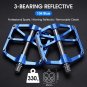 104 Blue Reflective_WEST BIKING MTB Bicycle Pedals Ultralight CNC Aluminium Alloy Anti-Slip Road Bik