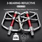 104Silver Reflective_WEST BIKING MTB Bicycle Pedals Ultralight CNC Aluminium Alloy Anti-Slip Road Bi