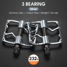 098 Silver 3 Bearing_WEST BIKING Carbon Fiber Pedal Road Bicycle Pedal 3 Bearing Aluminum Alloy Anti