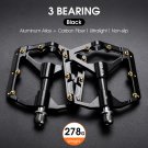 3 Bearing Black_WEST BIKING Carbon Fiber Pedal Road Bicycle Pedal 3 Bearing Aluminum Alloy Anti-skid