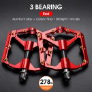 3 Bearing Red_WEST BIKING Carbon Fiber Pedal Road Bicycle Pedal 3 Bearing Aluminum Alloy Anti-skid M