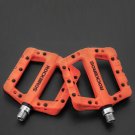 Orange_ROCKBROS Mountain Bicycle Bike Pedals Nylon Bearing Pedals 9/16"  Molybdenum Stee Ultralight 