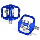Blue pedal_BUCKLOS Pedals Contact MTB Bike Cleat Pedal Flat Dual Function Mountain Bike Pedal Fit SP