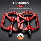 Carbon 097Red_WEST BIKING MTB Cycling Pedals Sealed Bearing Ultralight Aluminum Alloy Footboard Anti