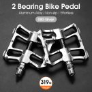 2 Bearings Silver_WEST BIKING Bicycle Pedals 3 Bearings Non-Slip MTB Pedals Aluminum Alloy Flat Appl