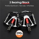 3 Bearings BLACK_WEST BIKING Bicycle Pedals 3 Bearings Non-Slip MTB Pedals Aluminum Alloy Flat Appli