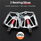 3 Bearings Silver_WEST BIKING Bicycle Pedals 3 Bearings Non-Slip MTB Pedals Aluminum Alloy Flat Appl
