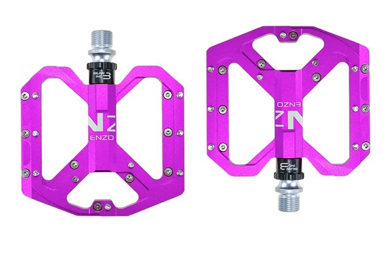 PURPLE_ENZO Flat Foot Ultralight Mountain Bike Pedals MTB CNC Aluminum Alloy Sealed 3 Bearing Anti-s