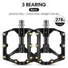 MTB Black_WEST BIKING 3 Bearings Bicycle Pedal Ultralight Carbon Fiber Axle Hollow Pedal Road Cyclin