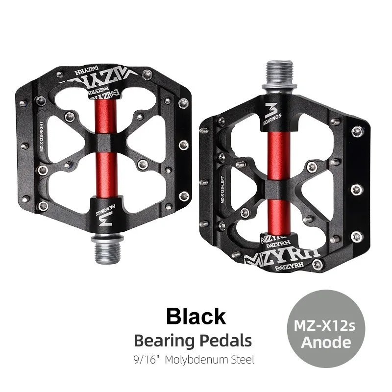 X12S-Anode black_Bicycle Pedals Ultralight Anti-slip CNC BMX MTB Road Bike Pedal Cycling 3 Sealed Be