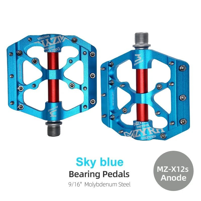 X12S-Anode sky blue_Bicycle Pedals Ultralight Anti-slip CNC BMX MTB Road Bike Pedal Cycling 3 Sealed