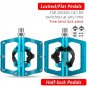 PD15-BL Blue_ROCKBROS 2 In 1 Bicycle Lock Pedal With Free Cleat For SPD System MTB Road Aluminum Ant
