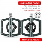 PD15-TI Titanium_ROCKBROS 2 In 1 Bicycle Lock Pedal With Free Cleat For SPD System MTB Road Aluminum