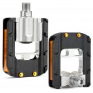 black_KOOTU Folding Pedals Bicycle Folding Pedals Aluminum Sealed Bearing Bicycle Pedals 9/16 Univer
