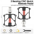 118 Black Red_WEST BIKING 3 Bearing Sealed Bicycle Pedal Quick Release Ultralight CNC Aluminium Allo 118 Black Red_WEST BIKING 3 Bearing Sealed Bicycle Pedal Quick Release Ultralight CNC Aluminium Allo