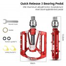 121 Red_WEST BIKING 3 Bearing Sealed Bicycle Pedal Quick Release Ultralight CNC Aluminium Alloy Anti