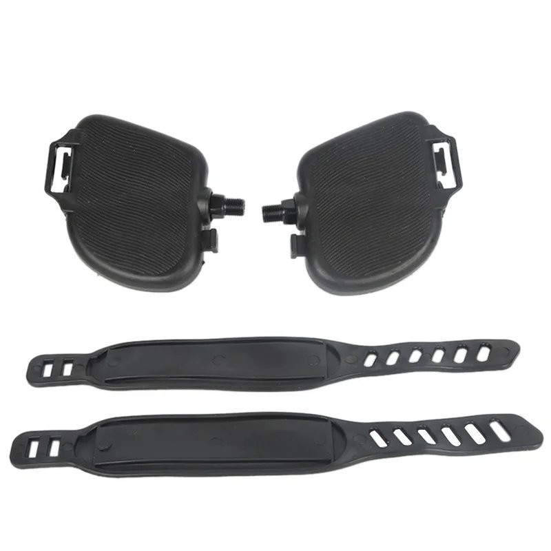 Black_New 1Pair Exercise Bike Pedal Widened Bicycle Pedal With Pedal Straps For Exercise Bike Statio