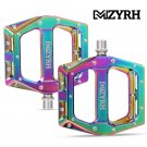 MZ-326 rainbow_New Mountain Bike Pedals MTB Pedal Aluminum Bicycle Wide Platform Flat Pedals 9/16"  