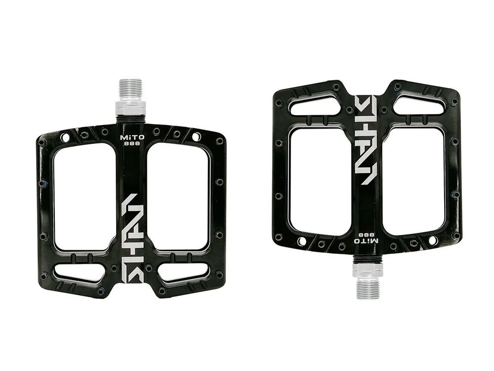 black_Ultra-light MITO Mountain Bike Pedal Seal 3 Bearing Polished Hollow Non-slip Flat Feet Mtb Bic