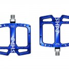 Blue_Ultra-light MITO Mountain Bike Pedal Seal 3 Bearing Polished Hollow Non-slip Flat Feet Mtb Bicy