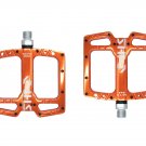 Orange_Ultra-light MITO Mountain Bike Pedal Seal 3 Bearing Polished Hollow Non-slip Flat Feet Mtb Bi