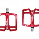 Red_Ultra-light MITO Mountain Bike Pedal Seal 3 Bearing Polished Hollow Non-slip Flat Feet Mtb Bicyc