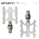 silver_Litepro Quick Release Folding Bike Pedal Ultra-light Aluminum Alloy MTB Road Bike Non-slip Fo