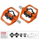 MZ-159 orange_Self-locking Pedal  2 In 1 With Free Cleat For SPD System MTB Road Aluminum Anti-slip 