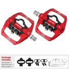 MZ-159 red_Self-locking Pedal  2 In 1 With Free Cleat For SPD System MTB Road Aluminum Anti-slip Sea
