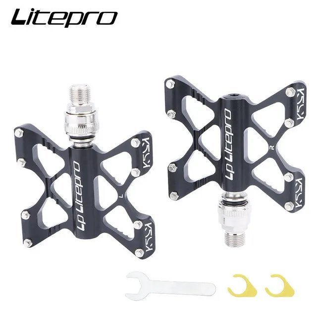 black_Quick release pedal hollow ultra-light folding bike anti-theft pedal litepro for brompton bird