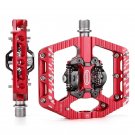 Red_Ultralight Non-Slip Double-sided Lock Mountain Bike Pedals Aluminum Alloy Sealed 3 Bearing Flat 