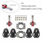 red Titanium axis_New Lollipop Titanium Alloy Axle Road Bicycle Pedals ultra-light self-locking peda