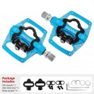 MZ-158 blue_MZYRH  Bicycle Pedal 2 In 1 With Free Cleat For SPD System MTB Road Aluminum Anti-slip S