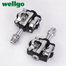M19 Black_Wellgo WAM-M19 Aluminum Body Cr-Mo Spindle DU / Sealed Bearing Bicycle Pedal for MTB Road 
