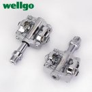 M19 Silver_Wellgo WAM-M19 Aluminum Body Cr-Mo Spindle DU / Sealed Bearing Bicycle Pedal for MTB Road