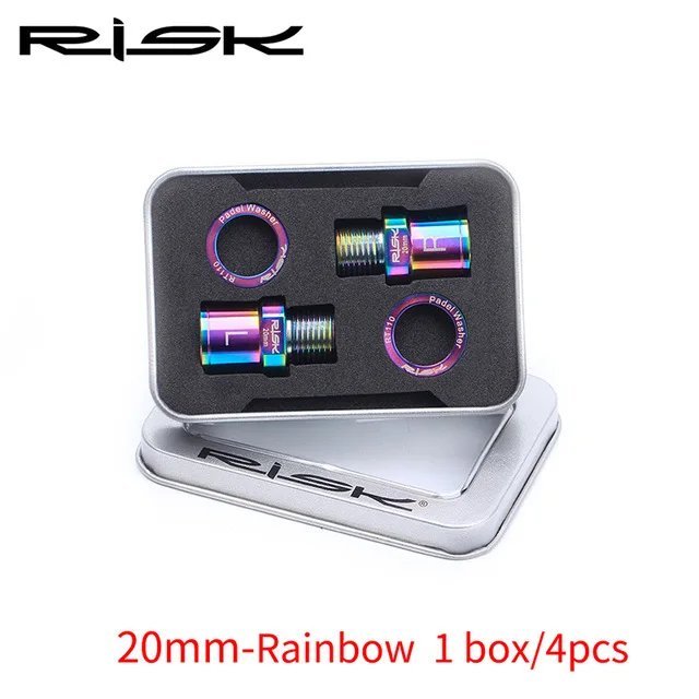 20mm-rainbow_Risk RT109 Titanium Bike Pedals Extenders 16mm/20mm With Washer MTB Mountian Bicycle Li