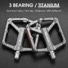 103 Titanium_WEST BIKING 3 Bearing Reflective Bike Pedal Ultralight CNC Aluminum Alloy Bicycle Pedal