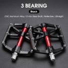 104 Black_WEST BIKING 3 Bearing Reflective Bike Pedal Ultralight CNC Aluminum Alloy Bicycle Pedal MT