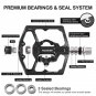FK-155 red_Self-locking Pedal 3 Bearings Wide Bicycle Pedals Ultralight Anti-slip CNC MTB Road SPD