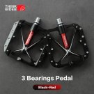 Black-Red_ThinkRider  Flat Bike Pedals MTB Road 3 Sealed Bearings Bicycle Pedals  Mountain Bike Peda