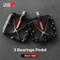 Black-Red_ThinkRider  Flat Bike Pedals MTB Road 3 Sealed Bearings Bicycle Pedals  Mountain Bike Peda