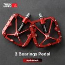 Red-Black_ThinkRider Flat Bike Pedals MTB Road 3 Sealed Bearings Bicycle Pedals Mountain Bike Peda Red-Black_ThinkRider Flat Bike Pedals MTB Road 3 Sealed Bearings Bicycle Pedals Mountain Bike Peda