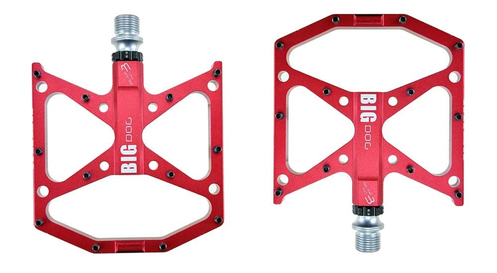big dog red_Ultralight  flat foot Mountain Bike Pedals MTB CNC Aluminum Alloy Sealed 3 Bearing Anti-