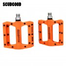 Orange_SCUDGOOD Bicycle Pedals Nylon Fiber Ultra-light Mountain Bike Pedal 4 Colors Big Foot Road Bi