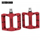 Red_SCUDGOOD Bicycle Pedals Nylon Fiber Ultra-light Mountain Bike Pedal 4 Colors Big Foot Road Bike Red_SCUDGOOD Bicycle Pedals Nylon Fiber Ultra-light Mountain Bike Pedal 4 Colors Big Foot Road Bike