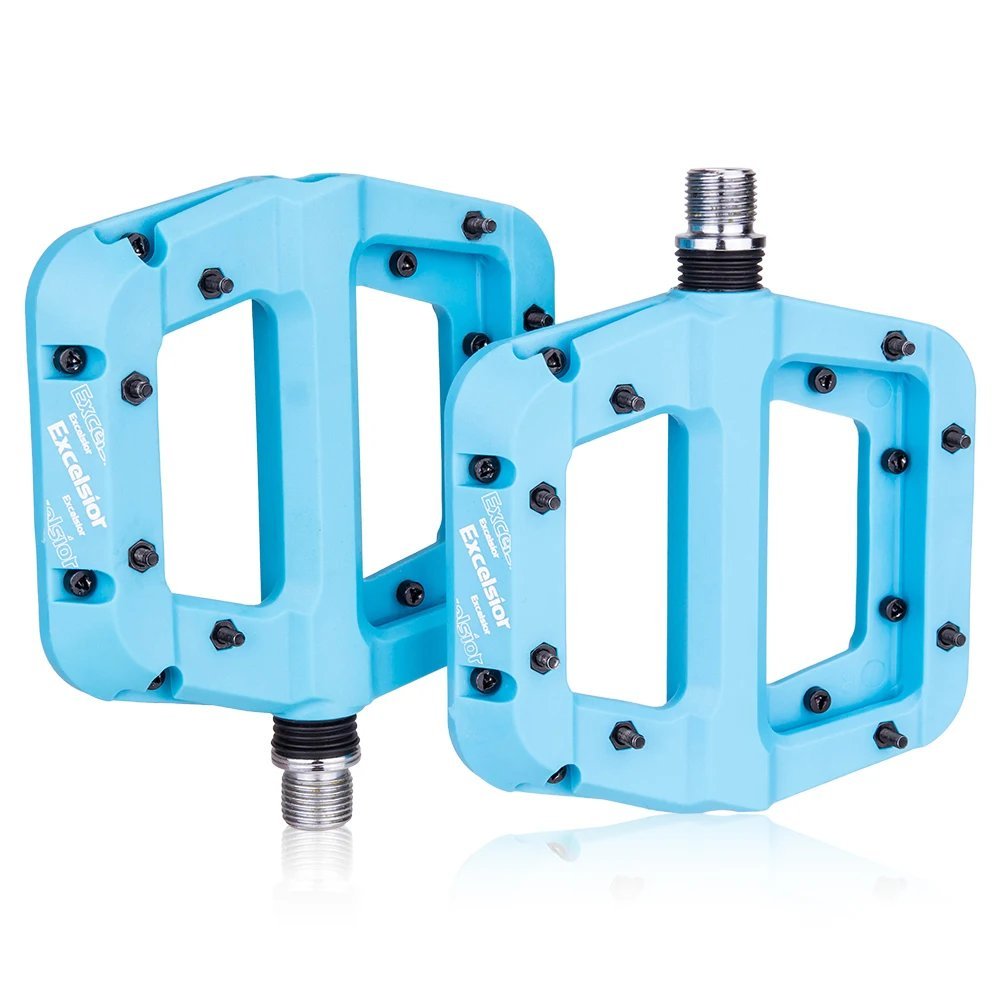 Blue_2Pair/1Pair MTB Bike Pedals Non-Slip Mountain Bike Pedals Platform Nylon fiber Bicycle Flat Ped