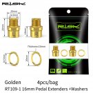 Ti 16mm Gold_Risk Titanium Ti Alloy Bike Pedal Axle Extenders Bicycle Pedal Extension Bolts Spacers 