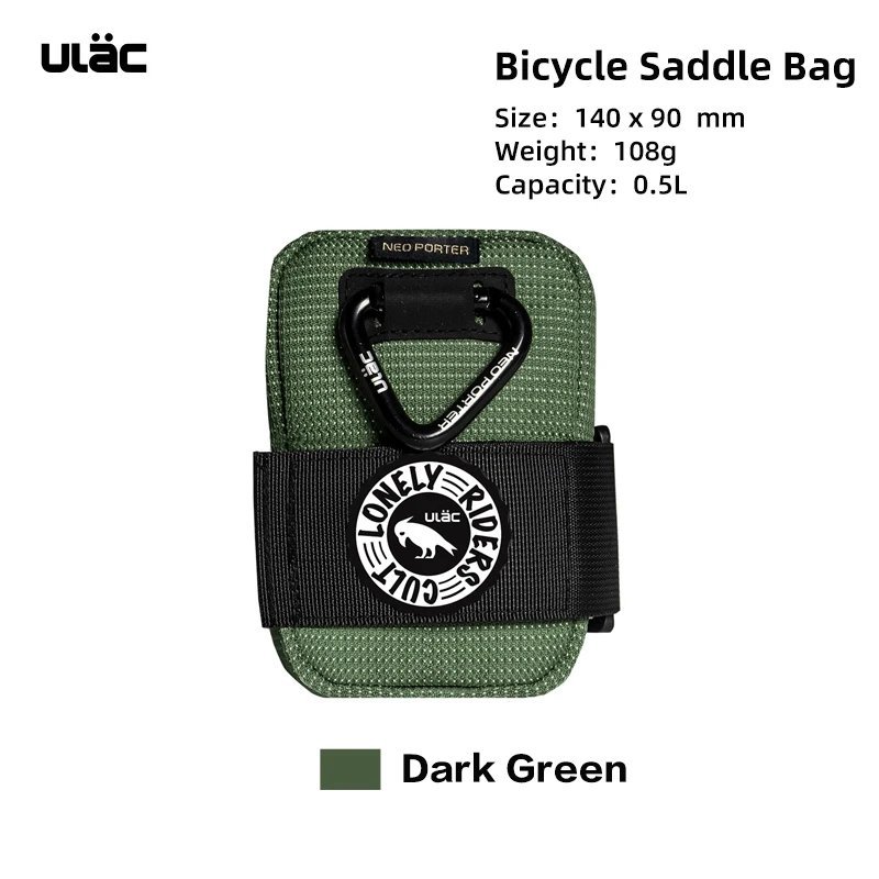 PB6XS dark green_ULAC Mini Portable Bicycle Saddle Bag 0.5L Waterproof Tail Bag MTB Road Bike Quick 