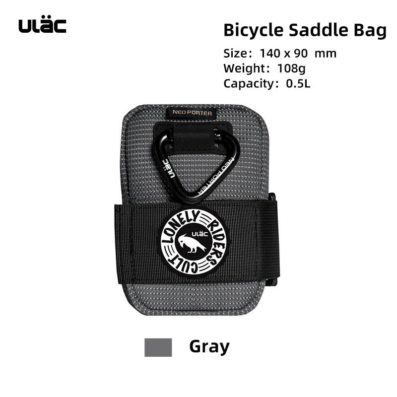 PB6XS gray_ULAC Mini Portable Bicycle Saddle Bag 0.5L Waterproof Tail Bag MTB Road Bike Quick Releas